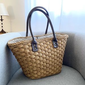 J. Crew Wicker Basket Tote Purse